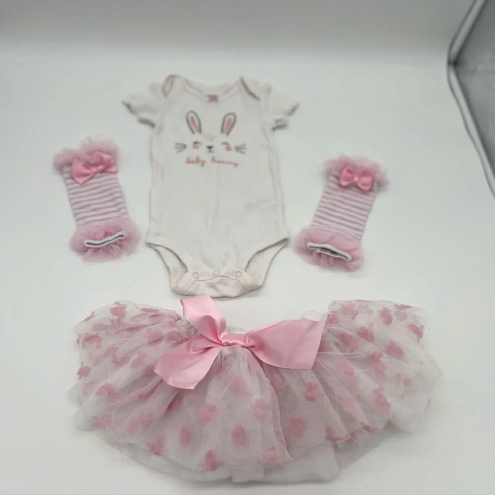 Carter's Baby Bunny Girl Bodysuit Tutu Dress Socks Set 9 M